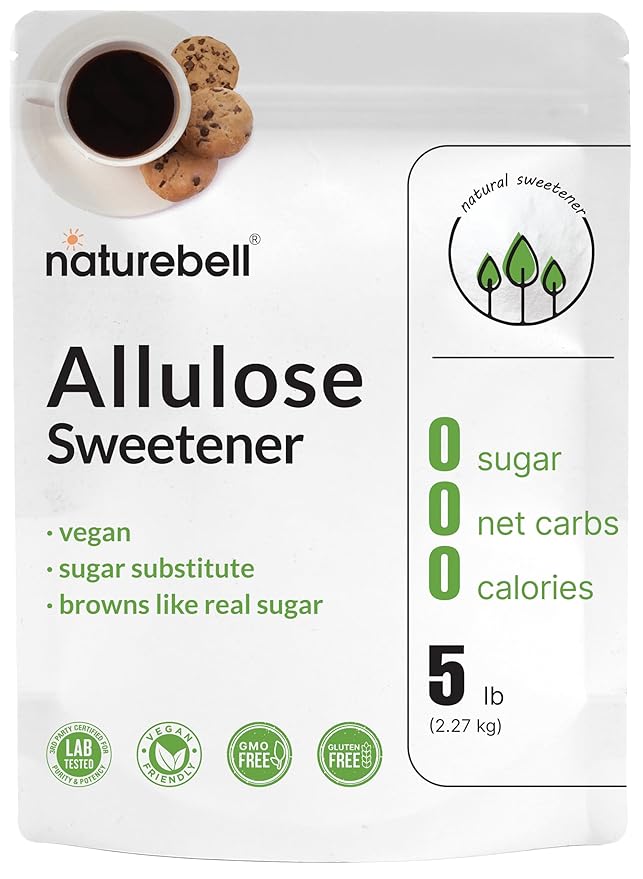 NatureBell Allulose Sweetener, 5 Lbs | Keto & Vegan-Friendly, White Sugar Substitute | 0 Calorie, 0