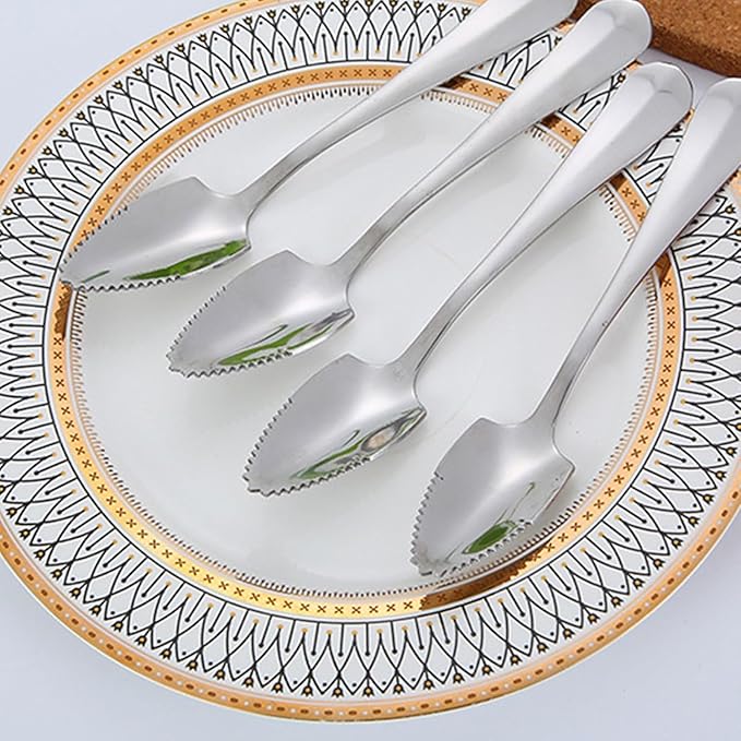 Stainless Steel Grapefruit Spoon For Citrus Fruit Watermelon Dessert Spoon Serrated Edge Ice Cream