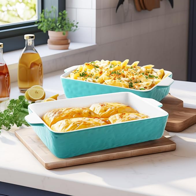 Casserole Dishes for Oven, Ceramic Baking Dishes, Lasagna Pan with Handles, Porcelain Baking Pan