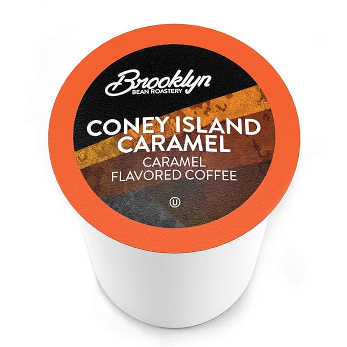 Brooklyn Beans Coney Island Caramel Gourmet Coffee Pods - Compatible with Keurig K Cup Brewers