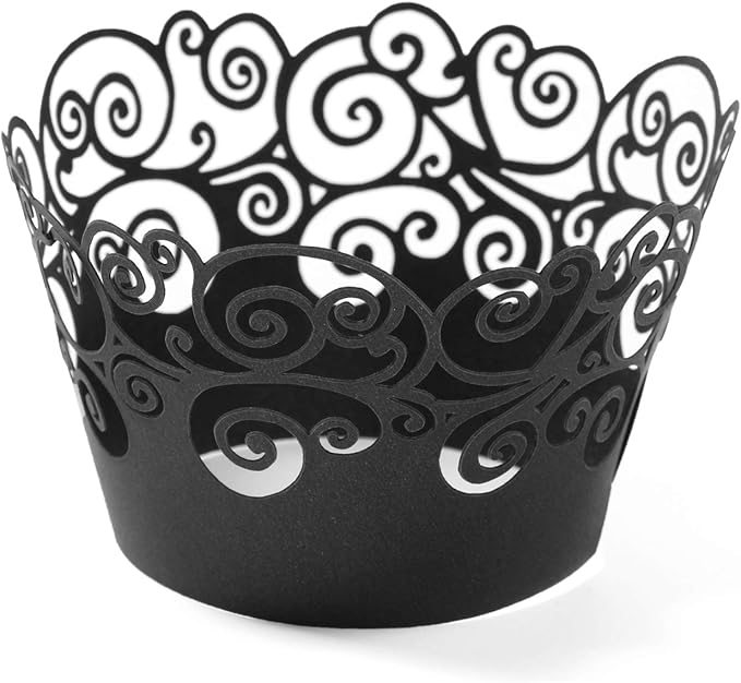 Cupcake Wrappers, KPOSIYA 100 Pack Cupcake Wraps Filigree Artistic Bake Cake Paper Cup Little Vine