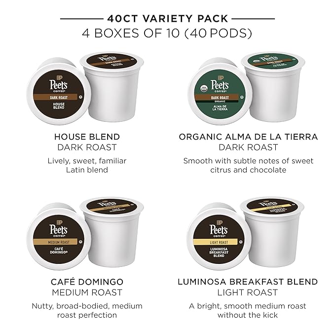Peet's Coffee, Single Serve Coffee Pods Variety Pack - Luminosa Breakfast Blend, Café Domingo
