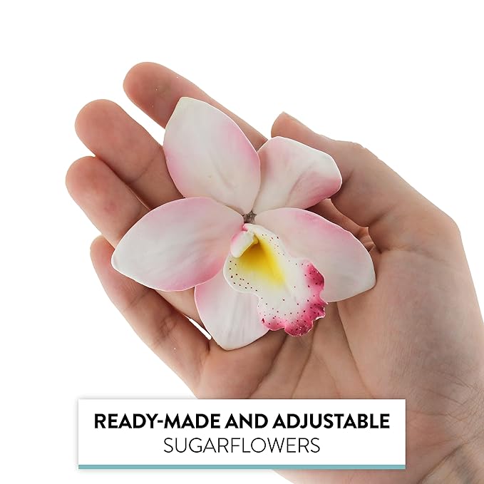 Global Sugar Art Cymbidium Orchid Sugar Cake Flowers, Pink, 3 Count by Chef Alan Tetreault
