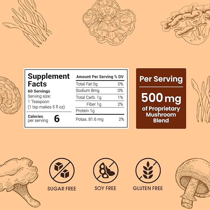 Instant Mushroom Coffee Dark Roast (60 Servings) With 10 Mushrooms (Lions Mane, Cordyceps, Turkey