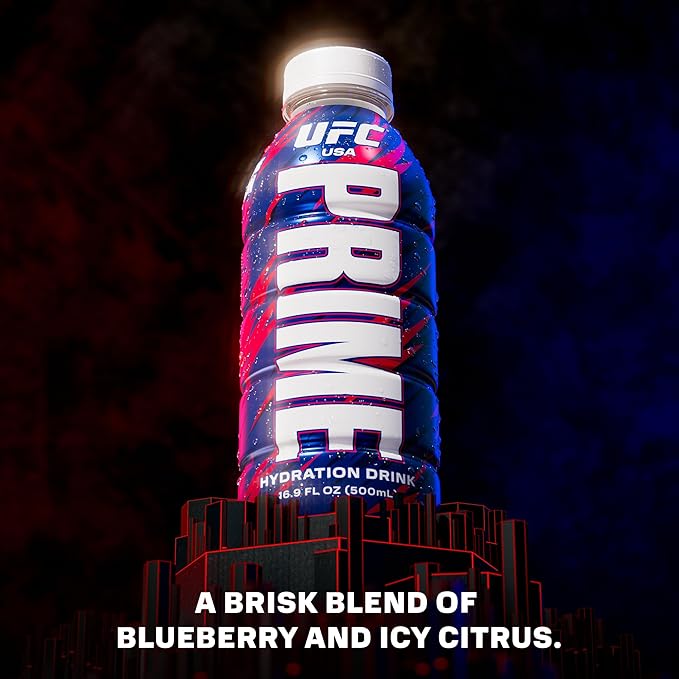 PRIME Hydration UFC, Sports Drinks, Electrolyte Enhanced for Replenishing Fluids, 250mg BCAAs, B