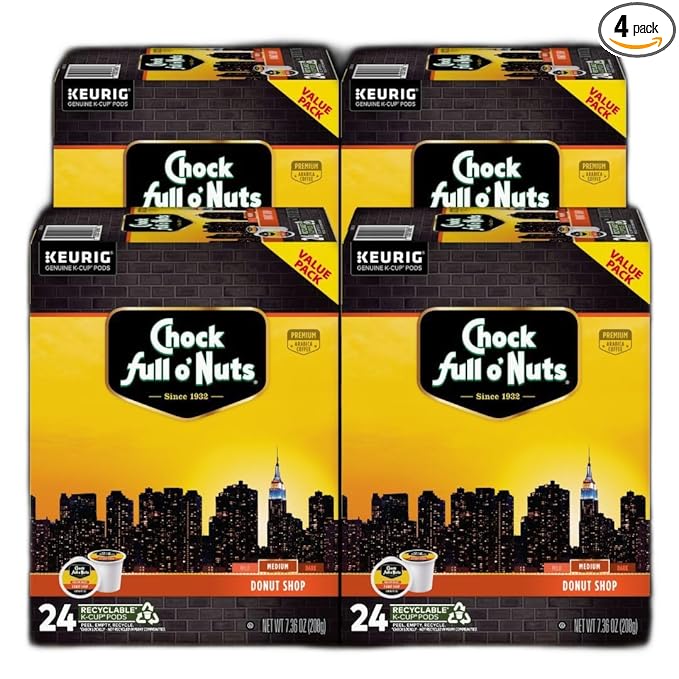 Chock full o’Nuts Donut Shop Keurig K-Cup Pods for Keurig Brewers – Premium Arabica, Medium Roast
