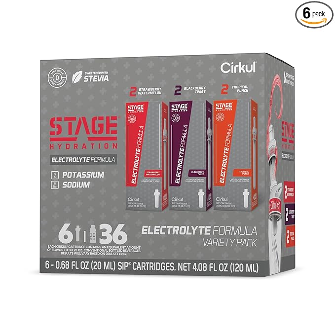 Cirkul Stage Flavor Cartridge Variety Pack with Electrolytes and Stevia, 6-Pack (2 Strawberry