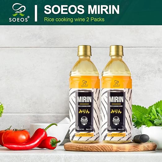 Soeos Mirin Cooking Wine, 16.9 fl oz (2 * 500ml) Pack of 2, Traditional Rice Wine, Authentic