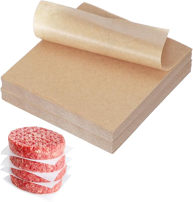 uxcell 500 Pcs Unbleached Parchment Paper Baking Sheets Squares, 4.3 Inch Hamburger Patty Paper