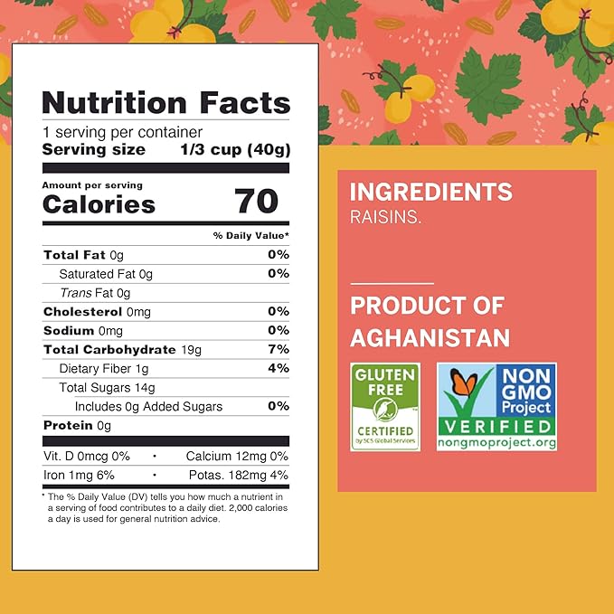 Ziba Foods Kishmish Raisins | Non-GMO, Vegan, Whole 30 Friendly & Paleo | Superfood Naturally High