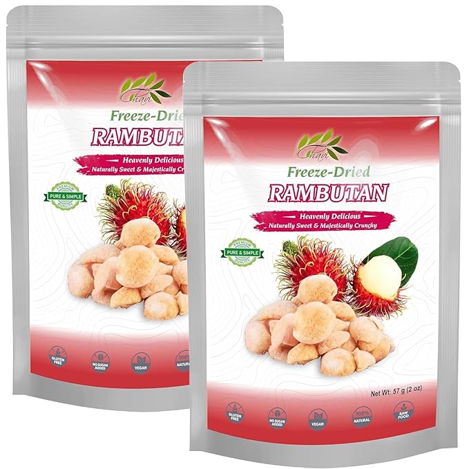 CHAVI Freeze-Dried Rambutan | 4 oz | Pack of 2 x 2 oz | Healthy 1 Ingredient Superfood Supersnacks