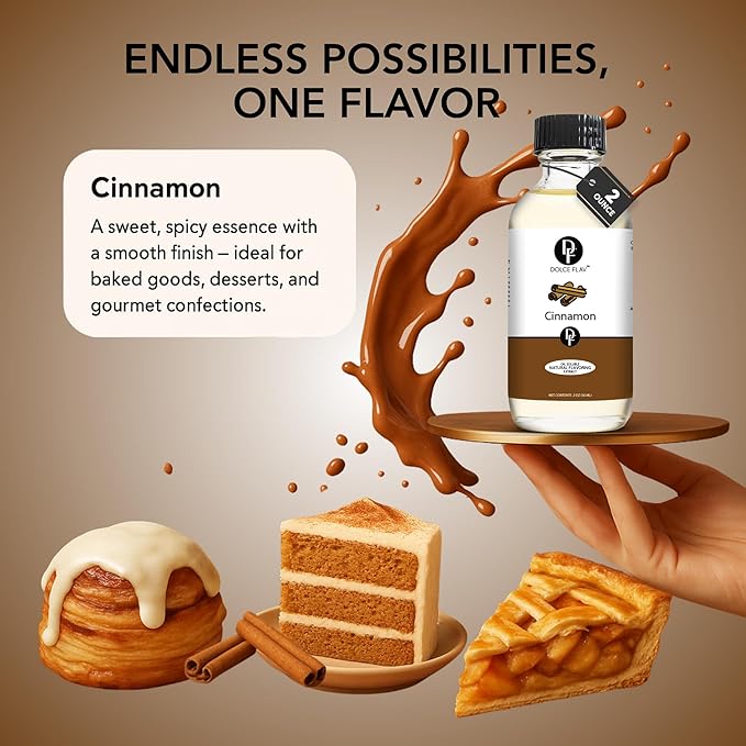 Dolce Flav Natural Cinnamon Extract Oil 2 oz ??Kosher, Sugar-Free, Concentrated Spice Flavor for