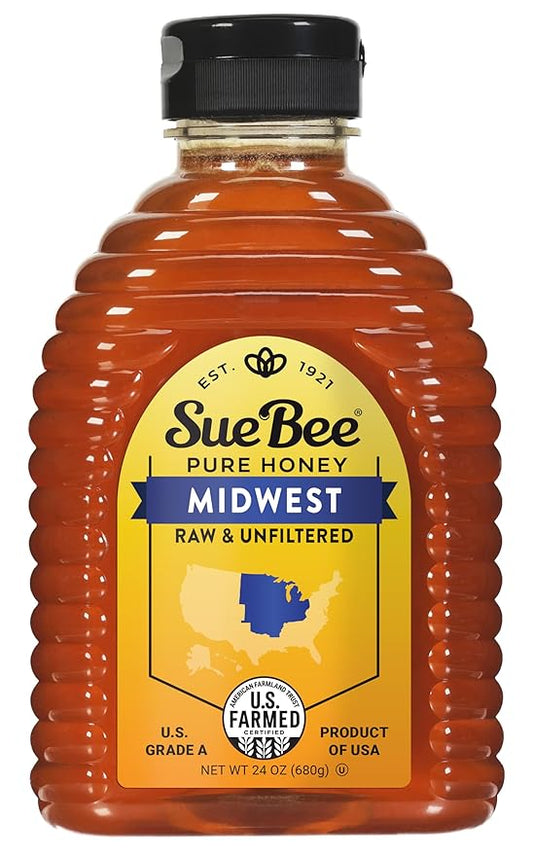 Sue Bee Regional Midwest Honey, Strained, Unfiltered USA Beekeeper-Owned Co-op, 24 oz (Packaging