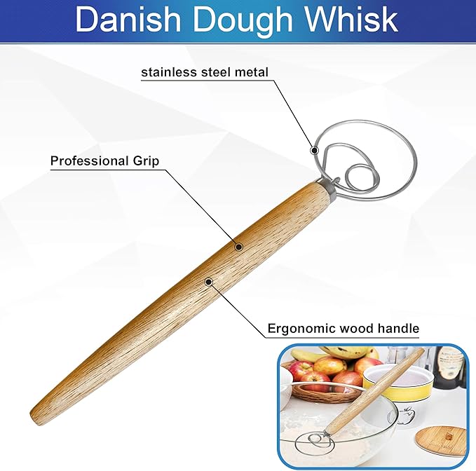 10inch Round Banneton Proofing Basket Set Bread Baking Kit, Dough Scraper, Bread Lame, Danish Dough