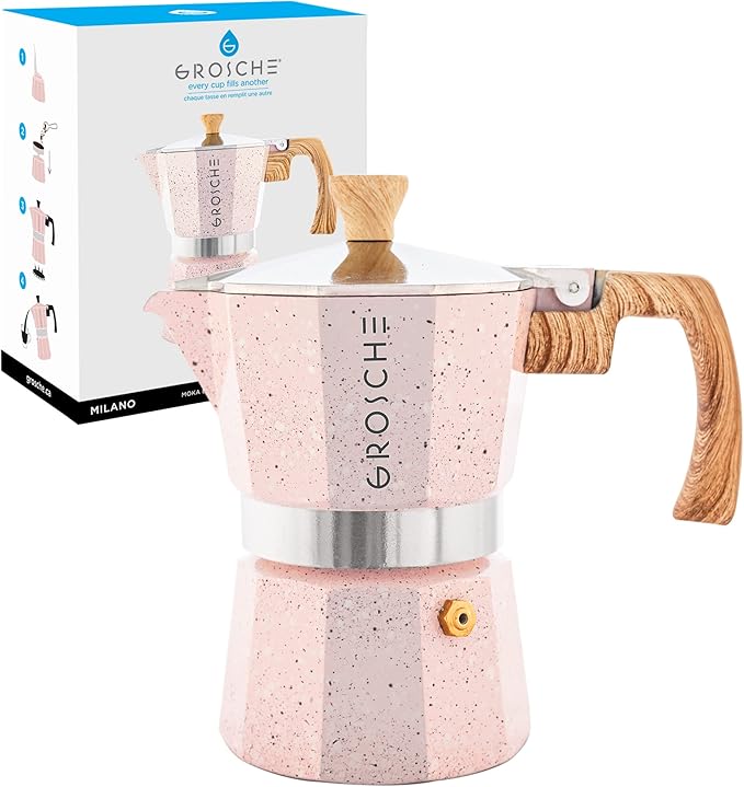 GROSCHE Milano Moka pot, Stovetop Espresso maker, Greca Coffee Maker, Stovetop coffee maker and