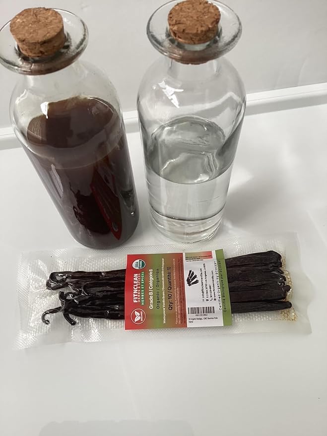 10 Organic Madagascar Vanilla Beans Grade B. Certified USDA Organic 5.5"-7" for Extract and Cooking