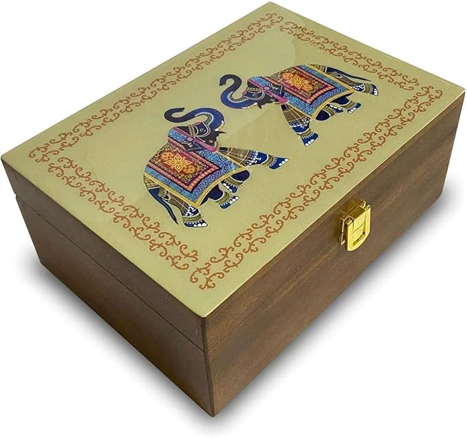 Octavius Gift's Select - Assorted Tea in Elephant Printed Wooden Box | 6 Flavors, 90 Tea Bags |