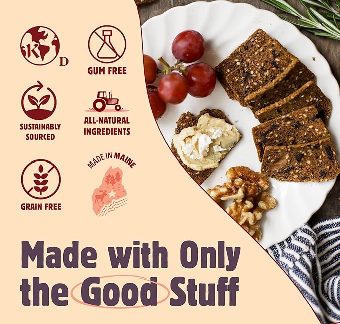 Maine Crisp Olive & Za'atar Crisps, 4 Pack, Gluten Free Crackers - Snack Crackers, Grain Free