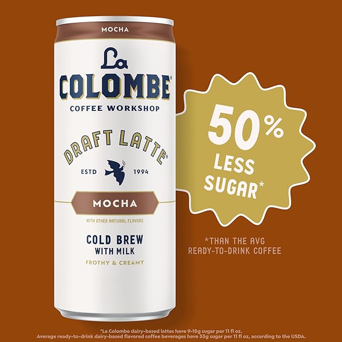 La Colombe Coffee, Mocha Draft Latte, 11 fl oz Cans (Pack of 12), Coffeehouse Quality Cold Brew
