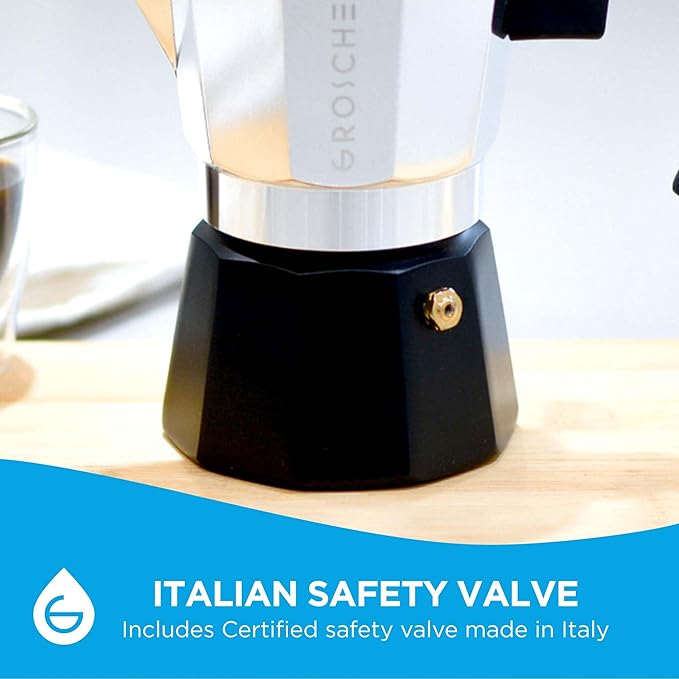 GROSCHE Milano Moka Pot Stovetop Espresso Maker - Italian Espresso Greca Coffee Brewer Percolator |