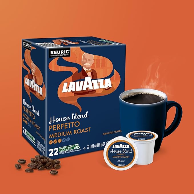 Lavazza House Blend Perfetto, Single-Serve Keurig K-Cup Pods, Medium Roast Coffee, 88-Count Box (4