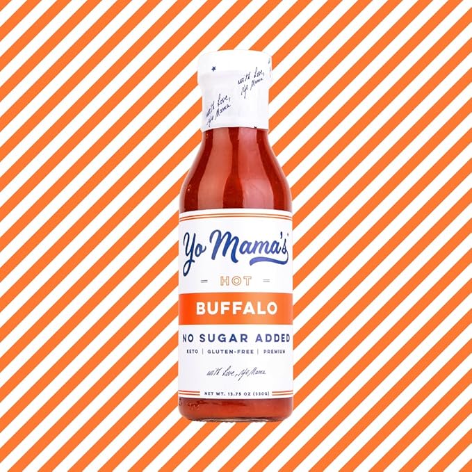 Yo Mama???Foods Keto Hot Buffalo Dipping, Marinade & Wing Sauce - Pack of (3) - Low-Zero Carb, No