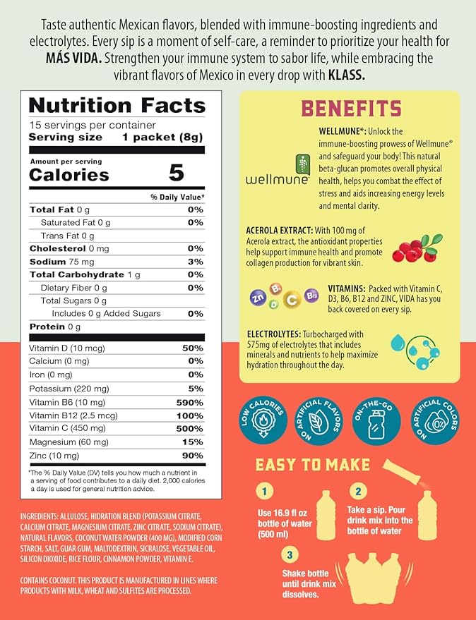 Hydration + Immunity Electrolyte Drink Mix ??Cantaloupe Agua Fresca Flavor | Sugar-Free Powder with