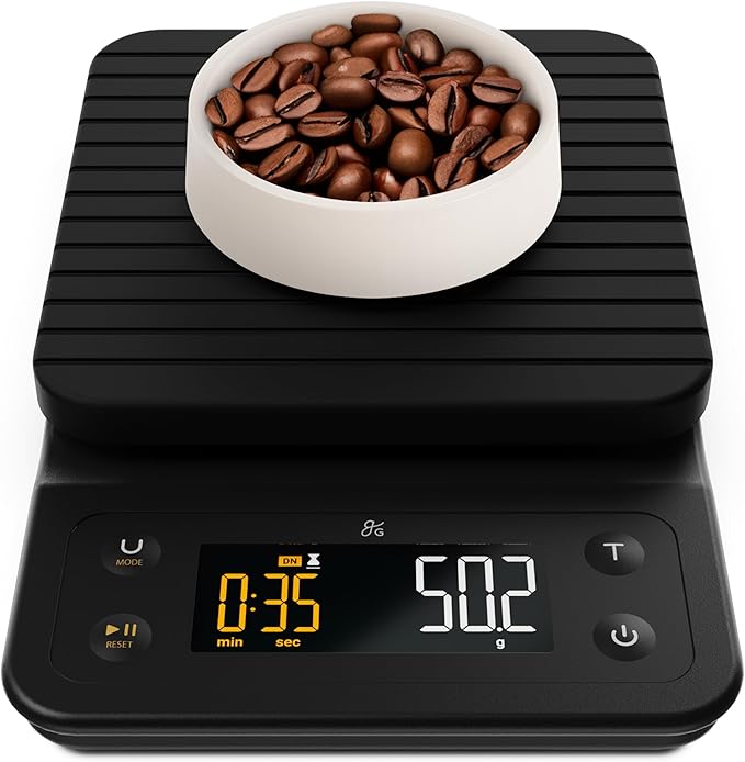 Greater Goods 0.1g Precision Coffee Scale with Timer – 3kg Digital Scale for Pour-Over, Espresso