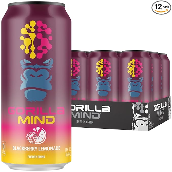 Gorilla Mind Energy Drink | Unmatched Energy · Amplified Focus | N-Acetyl-L-Tyrosine, Alpha-GPC
