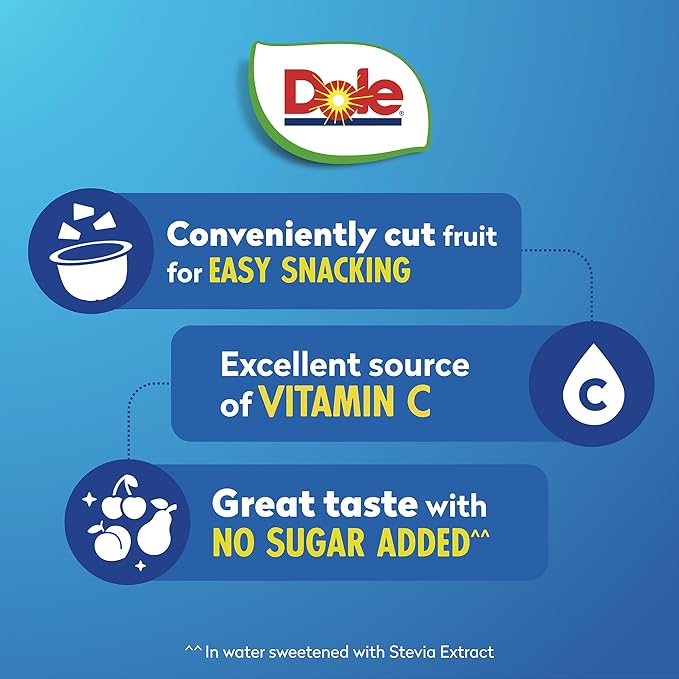 Dole Fruit Bowls No Sugar Added Snacks, Cherry Mixed Fruit 4oz 24 Cups, Gluten & Dairy Free, Bulk