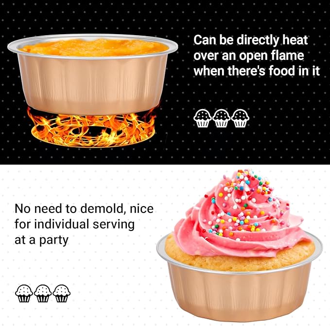 Beasea Aluminum Ramekins, 8oz 100 Pack Disposable Ramekins Foil Cups Baking 3.9" Ramekin Cup