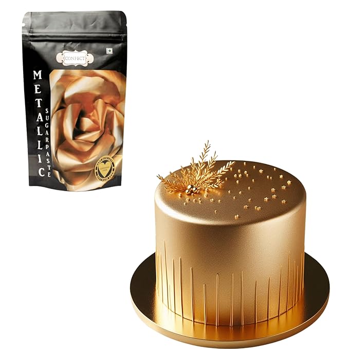 Confect Glistening Gold Fondant | Edible Metallic Fonadant | Chefs Choice Gold Fondant for