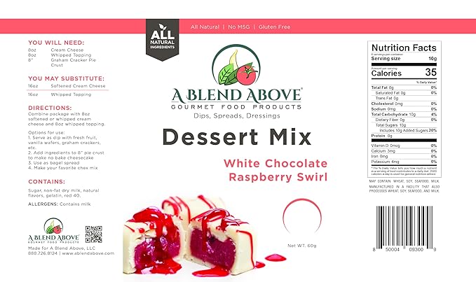 A Blend Above White Chocolate Raspberry Swirl Pie Mix - No-Bake Desserts, All Natural, Vegan