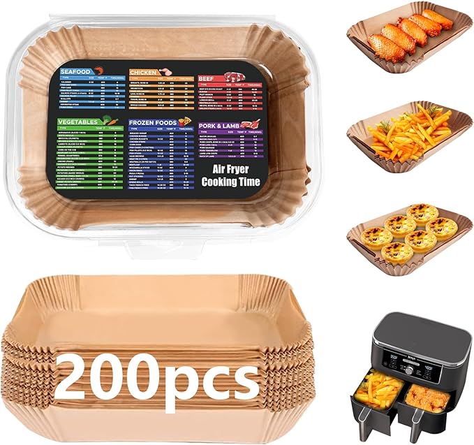 200PCS Air Fryer Liners for Ninja: Higher Non-Stick Disposable Parchment Paper Liner for Ninja