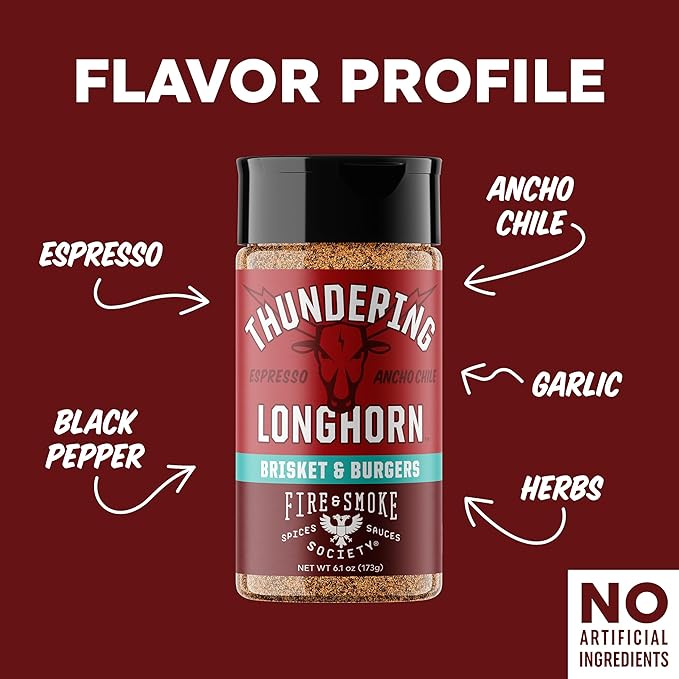 Fire & Smoke Society Thundering Longhorn Steak Seasoning | BBQ Rubs, Steak Rub for Smoking and