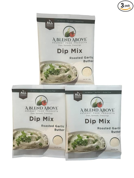 A Blend Above Roasted Garlic Butter Dip Mix Mixed Seasoning Packet (3 Pack), Gluten-Free, No MSG