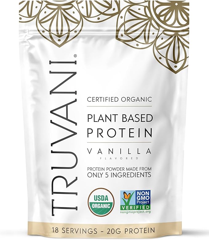 Truvani Vegan Pea Protein Powder | Vanilla | 20g Organic Plant Based Protein | 18 Servings | Keto |