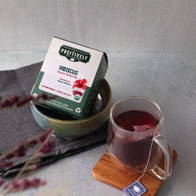Organic Positively Tea Company, Hibiscus Herbal Tea Bags, 20 Count, 0.8 ounces