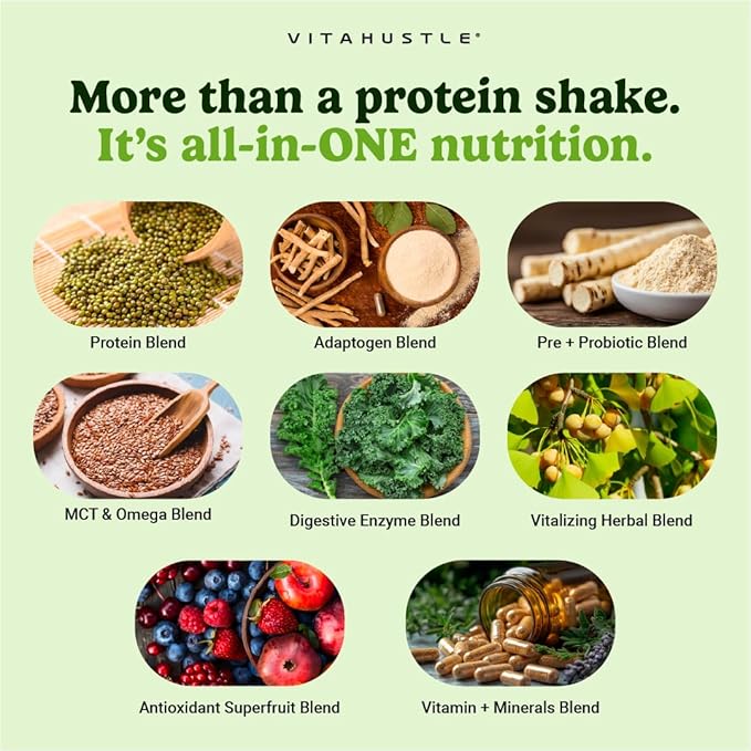 VitaHustle ONE Meal Replacement Shake - Plant Based Protein Powder by Kevin Hart - Vegan, Meal