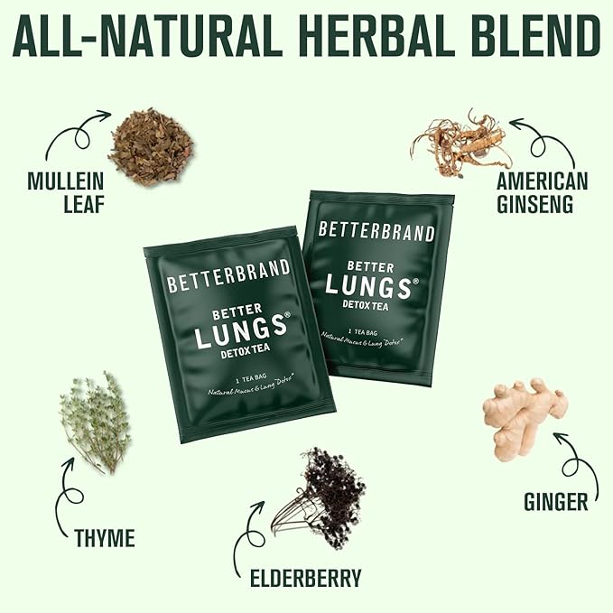 Betterbrand Mullein Tea Bags for Lungs ??Herbal Tea for Respiratory Support ??Caffeine-Free Loose