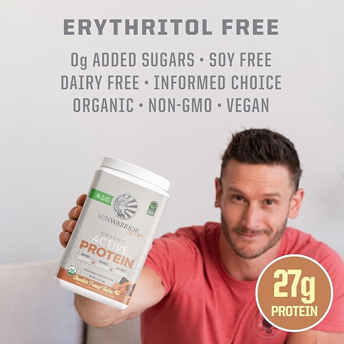 Sunwarrior Organic Plant Based Protein Powder | Vegan Organic Protein Powder with BCAAs Plus