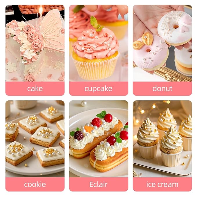 Edible White Pearl Sprinkles for Cake Decorating,Edible Pearl Sugar Mix Size 130g/4.58oz,Baking