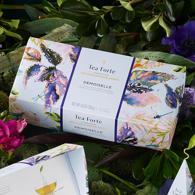 Tea Forte Demoiselle Petite Presentation Box Tea Gift Set Sampler, 10 Count, 2 of Each Variety