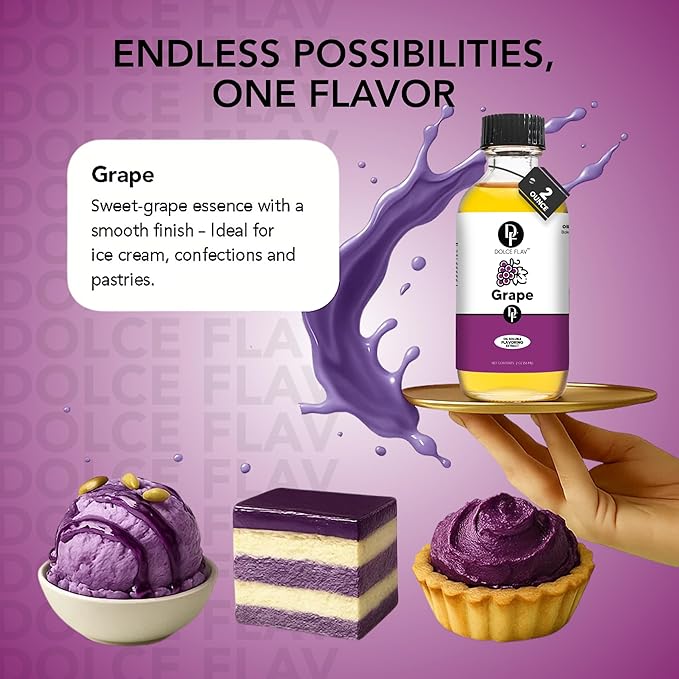 Dolce Flav Grape Extract ??2 Ounce Oil-Soluble Kosher, Sugar-Free, Concentrated Fruit Flavor for