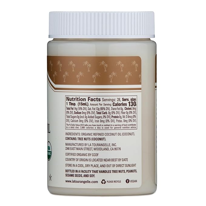 La Tourangelle, Organic Coconut Oil, Refined, For Cooking, Baking, Hair, and Skin Care, Expeller