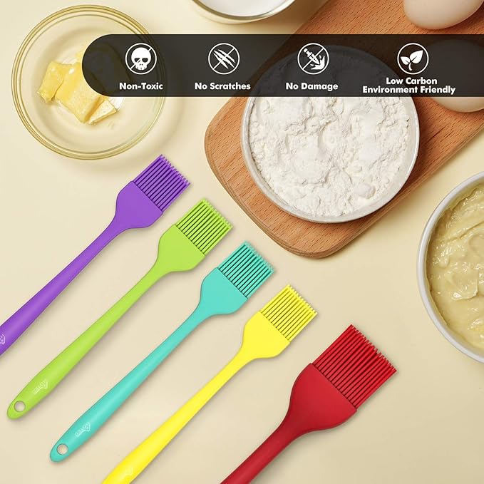 HOTEC 600℉ Heat Resistant BPA Free Silicone Marinading Meat Grill Basting Pastry Brush for Oil