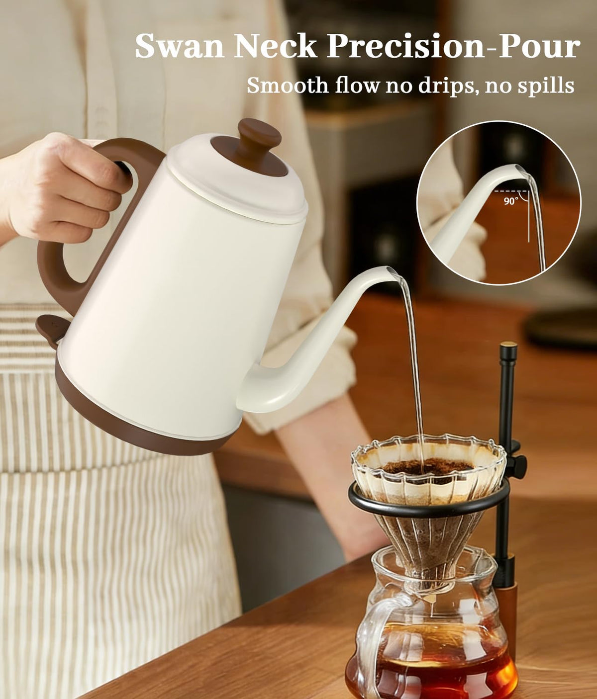 YTLAD Gooseneck Electric Kettle 1L, 1000W, Pour-Over Coffee & Tea