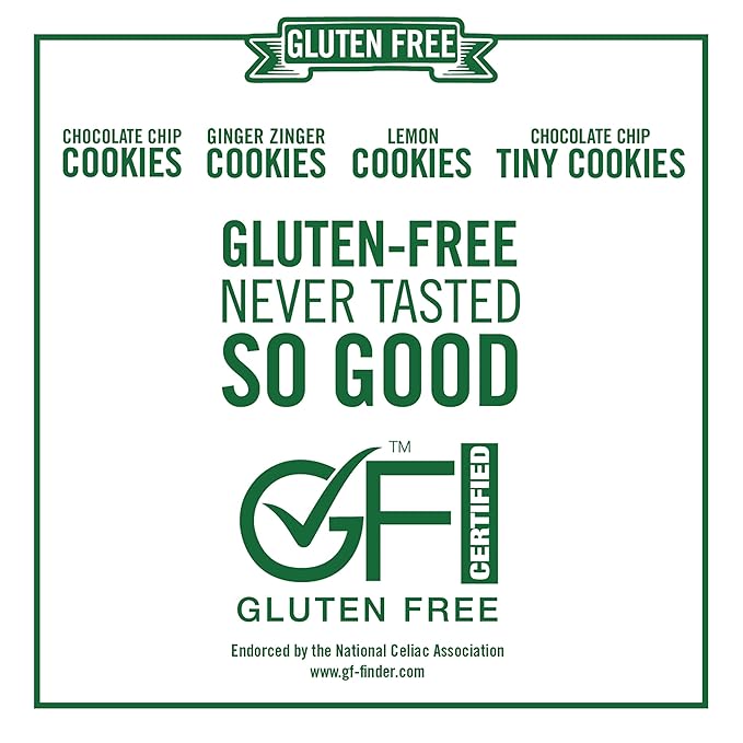 Tate's Bake Shop Gluten Free Cookies Variety Pack, Lemon, Ginger Zinger, Chocolate Chip, and Tiny