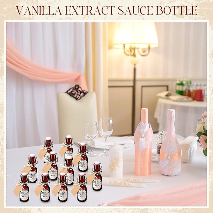 Vesici 20 Sets Swing Top Glass Bottles Set Amber Homemade Vanilla Extract Bottles with Stoppers