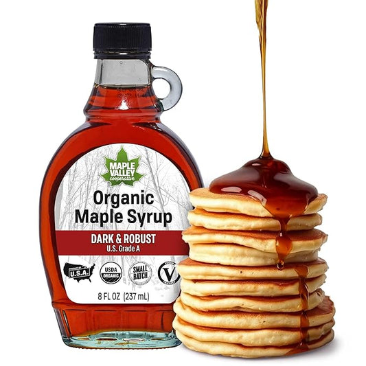 Maple Valley Organic Pure Maple Syrup, Dark & Robust Better Than Pancake Syrup, Use for Coffee or
